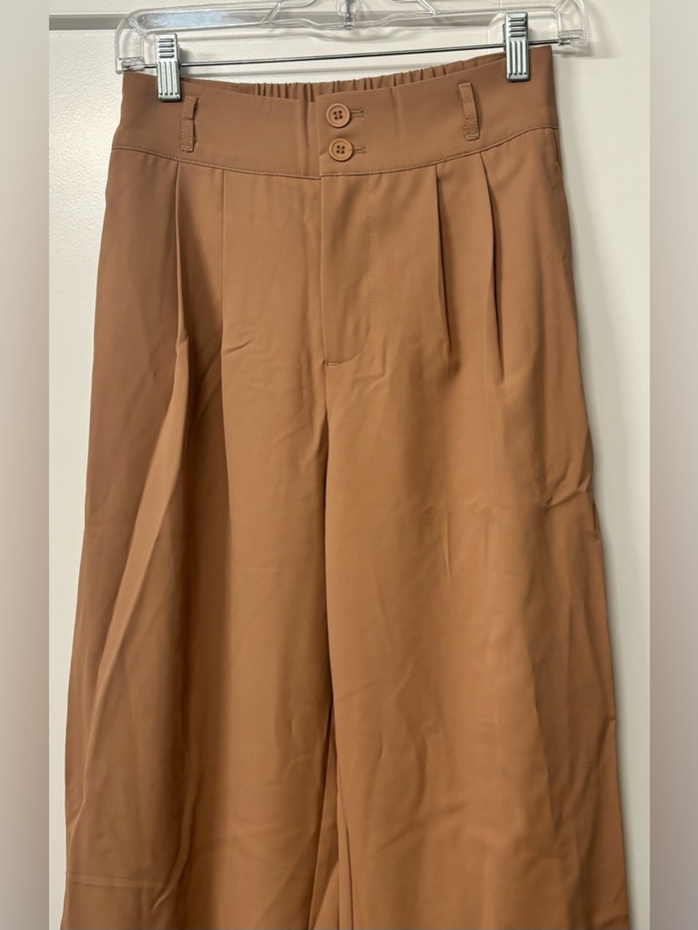 NWT Halara High Waisted Pocket Wide Leg Work Pants XS Tan Office Casual - Picture 2 of 7